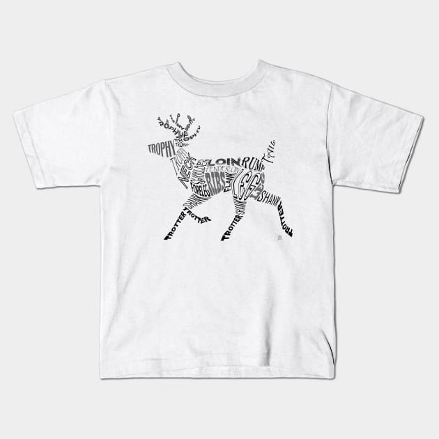 Deer Typogram Kids T-Shirt by ellemrcs